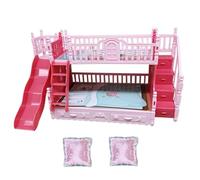 Peosaard Doll Bed, Doll Bunk Bed 1Set with Ladder & Two Little Pillows Cute DIY House Accessories and Furniture Plastic Artificial Bunk Mini Furniture for Kids, House