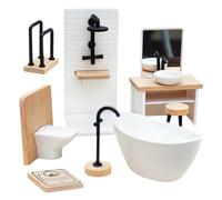Peosaard Dollhouse Bathroom Set 8Pcs/Set 1: 12 Miniature Realistic Dollhouse Toilet Wooden DIY Decorative Dollhouse Furniture for Pretend Play, Dollhouse Bathroom