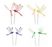 Peosaard Dragonfly Stakes Whimsical Gardening Animal Ornaments Plastic Whimsical Dragonflies on Sticks 8PCS, dragonfly on sticks