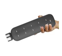 Peosaard Drinking Bottle 1L Leak-proof Frosted Water Bottles with Time Markings for Fitness Camping Sports Black, water bottle