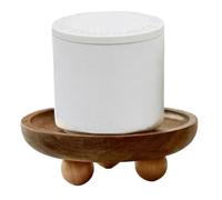 Peosaard Farmhouse Wood Risers, Decorative Pedestal Tray, Round Rustic Round Waterproof Display Stand Organize for Your Soap, Plants, Jewelry, Perfume/5x1.7