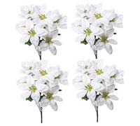 Peosaard Faux Poinsettia Bush, Artificial Poinsettia Bushes 4 Pack 7 Heads Silk Christmas Flowers Bouquet Artificial Poinsettias Flowers for Xmas White, Bushes