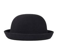 Peosaard Fedora Hat, Kids Bowler Hat Trendy Formal Round Top with Rolled Brim Easy Matching Unisex Felt Black Fedora for Daily Wear, Banquet, Photos, Top