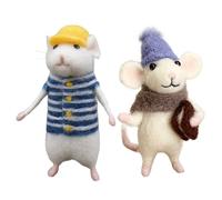Peosaard Felting Kits, 2PCS Needle Felting Kit Cute Mice Needle Starter Kit with Strap and Tools Creative Mouse Doll Craft Sets for Adults and Beginners, Starter