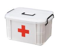 Peosaard First Aid Box, Medicine Storage Box, 10x7x5 2-Tier Portable First Aid Storage with Sealing Buckle & Clear Lid, Large Capacity Organizer for Home, Travel, Container