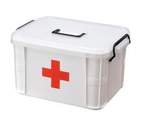Peosaard First Aid Container, Medicine Storage Box, 10x7x5 2-Tier Portable First Aid Storage Box with Sealing Buckle & Clear Lid, Large Capacity Organizer for Home, School