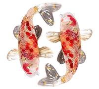 Peosaard Fish Figurines, 2Pcs Koi Fish Figurines Realistic & Cute Resin Red Koi Decor with Crystal Inside for Luck & Wealth 2.4x1.6x0.8 Small Animal for Shelf, Desktop, Decor