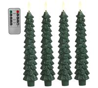 Peosaard Flameless Christmas Tree Candles with Remote 4PCS 9.7" Flickering Christmas Tree Flameless Taper Candles Battery Operated