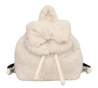 Peosaard Fluffy Backpack, Fuzzy Backpack, Kawaii Bow Furry Mini Purse for Women, Cute Plush Small Daypack for Girls and Women, Mini White