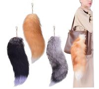 Peosaard Fox Tail Keychain, 3Pcs Therian Tail, 15.8 Inch Long Halloween Soft Fluffy Fox Keychain with Clasp for Women Adult Handbag Backpack, Tails