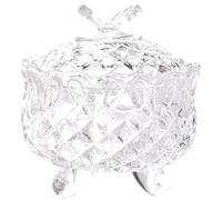 Peosaard Glass Candy Dish, Candy Dish with Lid 4 Inch Crystal Glass Sugar Bowl with Butterfly Decor Covered Cookie Jar for Home Holiday Celebrations, with Lid