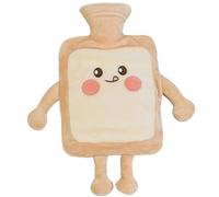 Peosaard Hot Water Bottle,1L Hot Water Bag with Cute Toast Bread Plush Cover,Hand Feet Warmer Ideal for Menstrual Cramps, Neck and Shoulder Pain Relief/Style 1