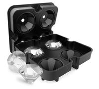 Peosaard Ice Cube Trays For Freezer, Ice Cube Trays, 4 Hole Diamond Moulds, Safe Diamond-Shaped For Freezer, Silicone Tray for Gin Glasses, Whiskey, Cocktail, Molds