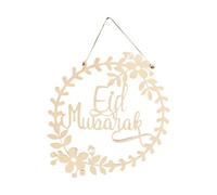 Peosaard Islam Wooden Ornaments, Eid Mubarak Door Sign Muslim Door Hanging Plaque Wooden Islam Ramadan Welcome Wreaths 5PCS, Ramadan Pendant