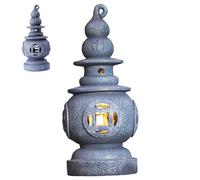 Peosaard Japanese Stone Lantern, Japanese Pagoda Statues, Waterproof Solar Pagoda Lantern, Decorative Stone for Garden, Yard, Lawn, Balcony, Patio, Porch, Solar Statues