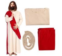Peosaard Jesus Robe, Jesus Costume, Comfortable Costume Adult Includes Robe, Scarf and Waist Rope, Biblical Religious Halloween Costumes for Men, M, Halloween Costumes for Men
