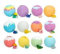 Peosaard Kids Bath Bombs, 12Pcs/Set Bath Bombs with Toys Inside with Cute Animal Toys, 2" Child-Safe Fizzy Colorful Bubble Bomb for Birthday, Christmas
