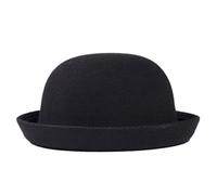 Peosaard Kids Bowler Hat Trendy Formal Round Top Hat with Rolled Brim Easy Matching Unisex Felt Black Fedora for Daily Wear, Banquet, Photos, Fedora