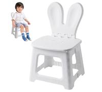 Peosaard Kids Folding Chair Plastic Foldable Step Stool with Rabbit Ear Back Support, Heavy Duty Toddler Chair with Built-In Handle Portable for Living Room Kitchen, Bathroom, Toddler Stool