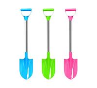 Peosaard Kids Sand Scoop, Snow Shovel for Kids Stainless Steel Handle Beach Shovels Plastic Spade Shoveling Snow Tool 3PCS, Long Handle Shovel
