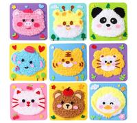 Peosaard Kids Sewing Kit, DIY Embroidery Doll Set 9PCS Cute Cartoon Animal Kids Sewing Kit for Beginners Kindergarten Random Color, Embroidery for