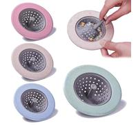 Peosaard Kitchen Sink Strainer, 4Pcs 3 Inch Soft Plastic Drain Filter with Handle, Basket for Kitchen Bathroom Sink