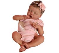 Peosaard Lifelike Baby Doll, Real Life Baby Doll 18-Inch Silicone Realistic Reborn Sleeping, Washable Newborn Girl with Clothes and Headdress for Children's Toy, Real Life