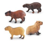 Peosaard Mini Capybara, Animal Figures, 4pcs Plastic Capybara Figurines, Capybaras Ornament Standing Capybaras Model for Science Project, Birthday Cake Topper for Kids, Figurine
