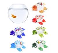 Peosaard Mini Glass Figurine Turtle Fish Tank Decoration Glass Turtle Ornament Small Turtle Figurine for Home Office Ornament 6PCS 4x2.7cm, Glass Turtle Ornaments