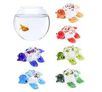 Peosaard Mini Glass Figurine Turtle Fish Tank Decoration Glass Turtle Ornament Small Turtle Figurine for Home Office Ornament 6PCS 4x2.7cm, Sea Animals Ornament