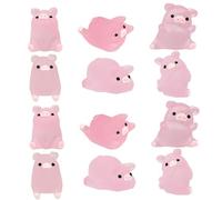 Peosaard Mini Resin Glow Pig,12Pcs Luminous Mini Pig Figurines,Tiny Pigs Miniature Glow in The Dark,Mini Fairy Garden Landscape Aquarium Decorative Pot Decoration DIY Christmas Birthday Party