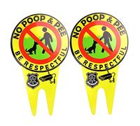 Peosaard No Pooping Dog Sign Double Sided Reflective Glow Stopping Dog Peeing Sign with Stake 2PCS,signs with stake