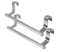 Peosaard Over Door Towel Rack, 2Pcs Over Door Towel Rail 9.5'' Long Stainless Steel Over Door Towel Rack No-Drill Towel Rail for Bathrooms Kitchen Living Room, Over Radiator Towel Rail
