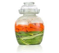 Peosaard Pickle Container 2.5 L Food Grade Fermentation Jar Traditional Kimchi Containers with Bowl Cap Transparent Glass Jar with Lid Fermentation Kit for Pickling Kimchi Sauerkraut