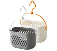 Peosaard Plastic Hanging Storage Basket, 2Pcs Hollow Cleaning Caddy with Hook & Handle, Large Capacity Bath Toy Storage, Space Saving Bathroom Organizer for Home, Apartment, Shop