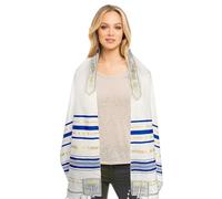 Peosaard Prayer Shawl, 71x20 Messianic Tallit Prayer Shawls, Unisex Prayer Cloth with Matching Bag, Hexagram Print Polyester Shawl with Tassel for Hanukkah