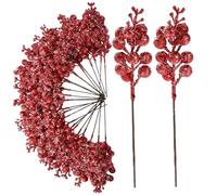 Peosaard Red Berries Stems, Red Berry Stems 20Pcs 8.7 Inch Glitter Christmas Tree Picks for Christmas Tree Ornaments, DIY Xmas Wreath, Holiday and Home Decoration, Berry