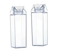 Peosaard Reusable Milk Carton, Clear Milk Carton Water Bottle 500ML Reusable Transparent Juice Bottle for Outdoor Sport 2PCS, Transparent Bottles