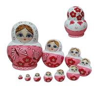 Peosaard Russian Dolls Nesting Dolls, 10Pcs/Set Russian Nesting, Wooden Matryoshka Doll Set with Butterfly Printing Effortless Disassembly & Assembly for Collection