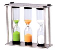 Peosaard Sand Timer Set, 3Pcs 3/4/5 Minute Stainless Steel Hourglass, Kitchen Timer & Classroom Decor ()
