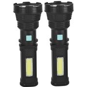 Peosaard Solar Flashlight 2Pcs Solar Powered Flashlight USB Rechargeable Flashlights Waterproof High Lumens Camping LED Torch Light with COB Side Light for Survival, Rechargeable Flashlights