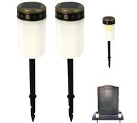 Peosaard Solar Grave Lights 2PCS Waterproof Solar Cemetery Lights for Grave Flameless Solar Memorial Lights Outdoor Stake Lights for Grave Decorations Memorial Gifts White, Solar Grave Lights