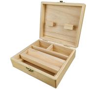 Peosaard Stash Box Wooden Stashbox with Metal Lock 3 Compartment Rolling Box with Rolling Tray 6.7x5.9x2.4in Stashbox for Cigar Tobacco Jewelry, Rolling Tray with Lid