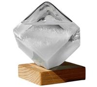 Peosaard Storm Glass Weather Predictor, Clear Water Cube Storm Glass Weather Forecaster, Weather Predictor Globe with Wooden Base, Weather Predicting Storm Glass for Home Office