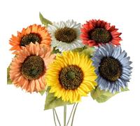 Peosaard Sunflower Decor, 6PCS Sunflowers Artificial Flowers, 20 Inch Silk Sunflowers, Long Stem Artificial Flowers for Outdoor Home Wedding Birthday Party Decor