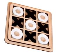 Peosaard Table Games, Noughts and Crosses Game for Kids Interactive Developmental Noughts and Crosses Wooden Mini Smooth Odor-free XO Game Board Games for Family Party, Black + White, Board