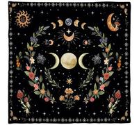 Peosaard Tarot Card Cloth, Altar Cloth, Moon Phase Flower Astrology Tarot, Flannel Divination for Reading, 29.53x29.53 Inch Square Card for Witchcraft