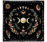Peosaard Tarot Cloth, Altar Cloth, Moon Phase Flower Astrology Tarot, Flannel Divination for Reading, 29.53x29.53 Inch Square Card for Witchcraft Accessories, Altar