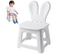 Peosaard Toddler Stool, Kids Folding Chair Plastic Foldable Step Stool with Rabbit Ear Back Support, Heavy Duty Toddler Chair with Built-In Handle Portable for Kitchen, Bathroom, Foldable Step
