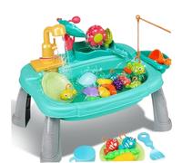 Peosaard Toddlers Water Table, Electric Circulated Sensory Table with Flower Waterwheel, Detachable Cute Kids Water for Fishing Game Pretend Play